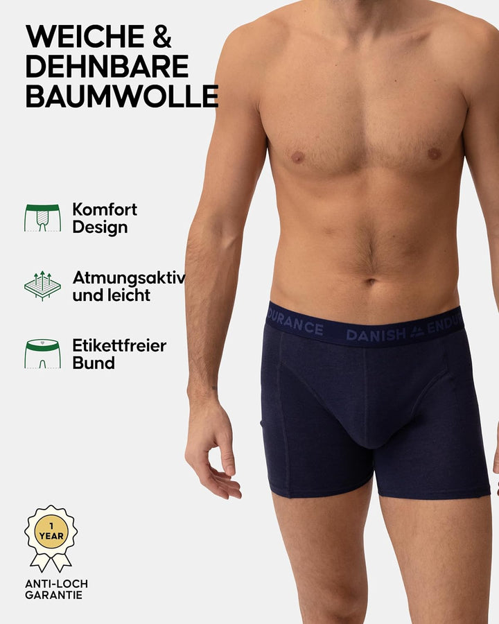 DANISH ENDURANCE 6er Pack Boxershorts Herren, Weiche Baumwolle, Unterhosen Männer mit Stretch, Beque