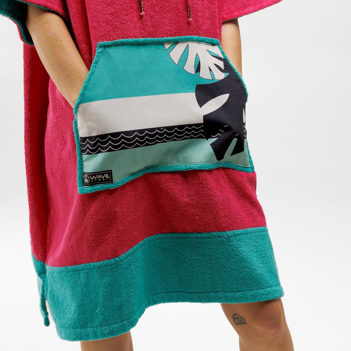 WAVE HAWAII Surfponcho für Körpergrössen von 90-120 cm Poncho ÖKO Baumwolle Umkleidehilfe für Schwim