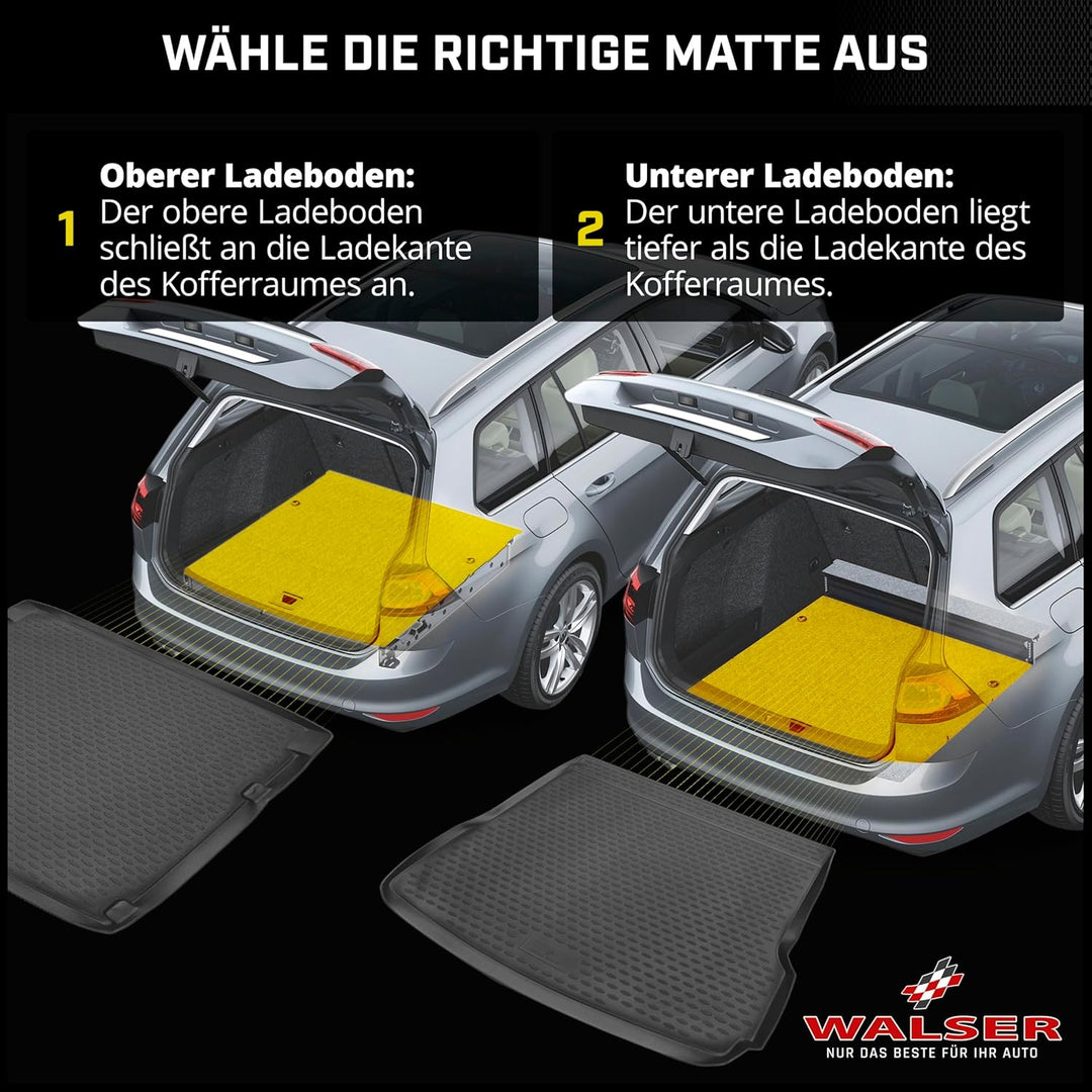 Walser XTR Kofferraumwanne für Hyundai i30 2016-Heute, oberer Ladeboden, 100% passgenaue Antirutschm