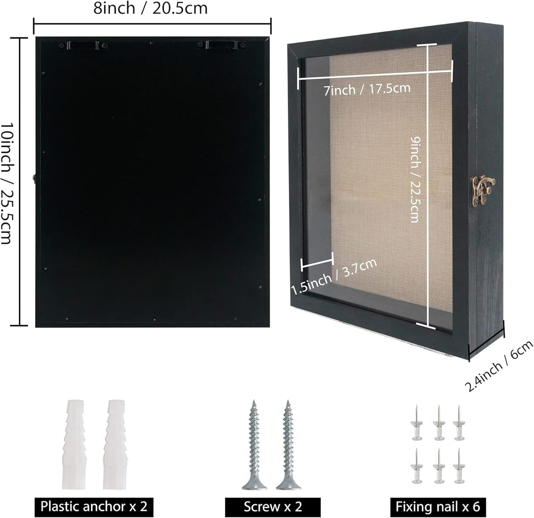 GraduationMall Schwarz 20x25cm 3D Bilderrahmen Tief Objektrahmen Schaukasten Türvitrine Retro Weiss,