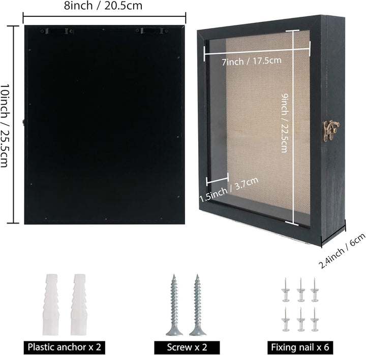 GraduationMall Schwarz 20x25cm 3D Bilderrahmen Tief Objektrahmen Schaukasten Türvitrine Retro Weiss,