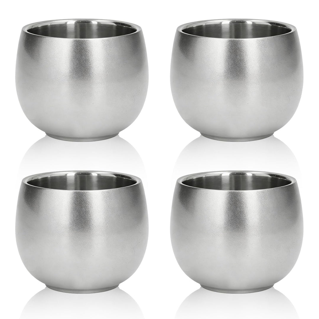 4pcs kleine Kaffeebecher Teebecher Milchbecher für Outdoor Camping Edelstahlbecher, 150ml Teetassen