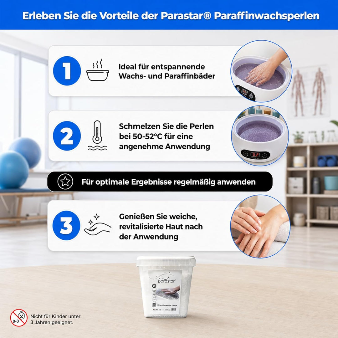Paraffinwachs Perlen von ATC in verschiedenen Mengen und im handlichen Eimer - ideal für Wachsbäder
