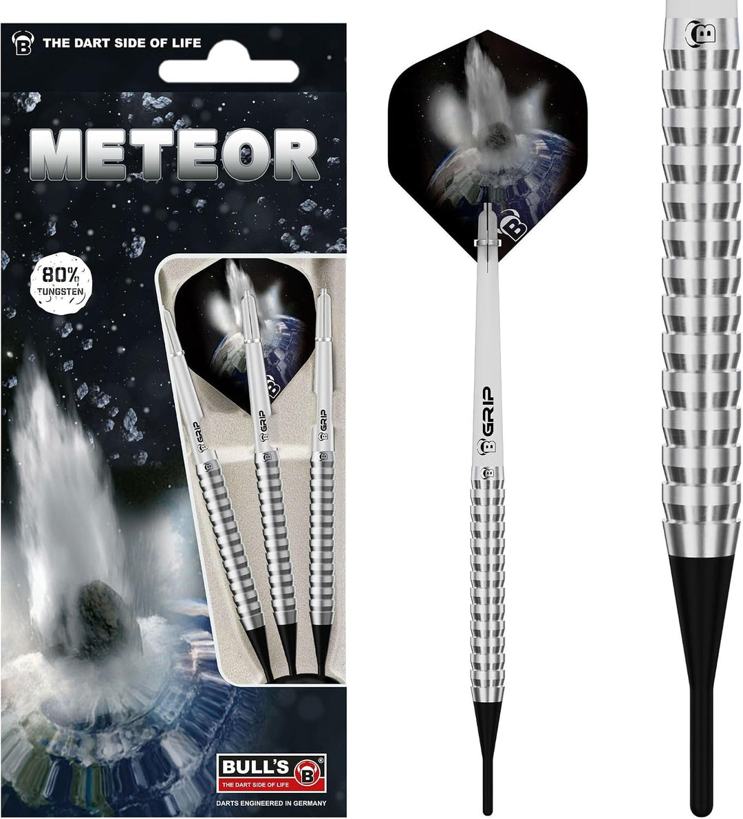 Meteor Soft Dart aus 80 % Tungsten. Dartset aus 3 Dartpfeilen, entwickelt mit über 10 Varianten, unt