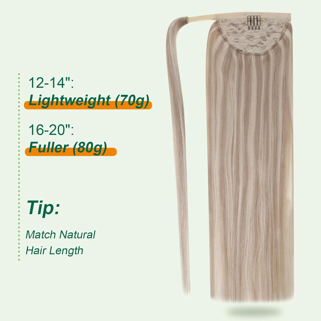 Easyouth Zopf Ponytail Extension Echthaar Pferdeschwanz Haarteil Extensions 14 Zoll 70g Farbe Aschbl