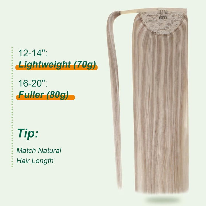 Easyouth Zopf Ponytail Extension Echthaar Pferdeschwanz Haarteil Extensions 14 Zoll 70g Farbe Aschbl