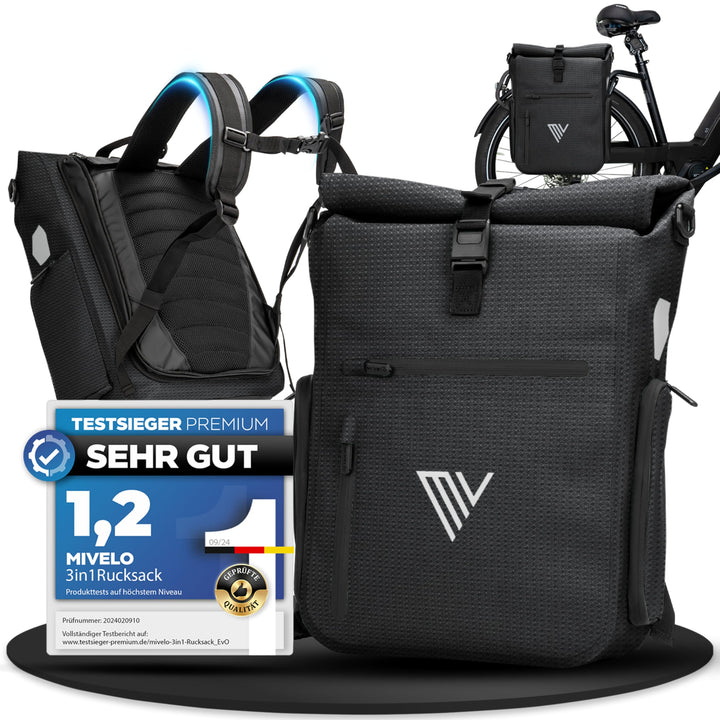 MIVELO 3in1 Fahrradtasche für Gepäckträger I Rucksack &amp; Gepäckträgertasche hinten - in 15 Sekunden u