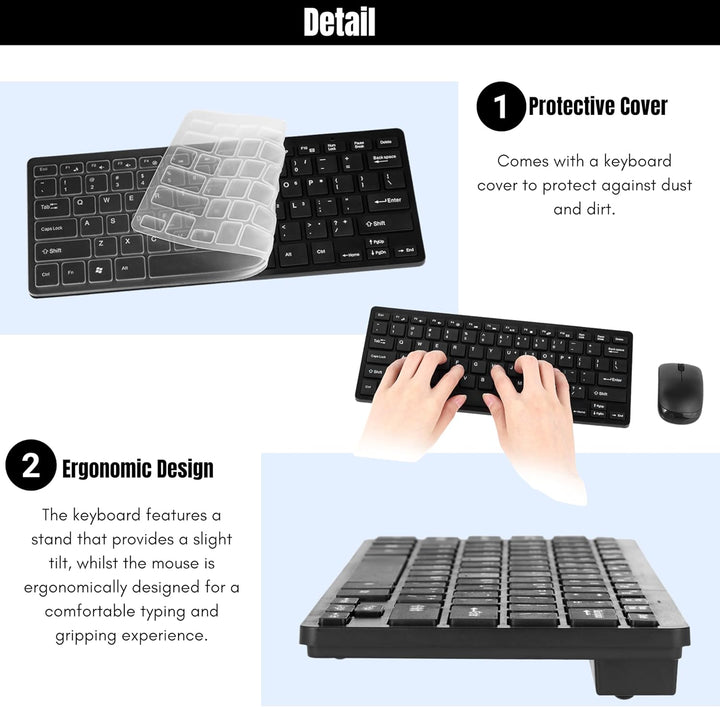 Kabelloses Tastatur Maus Set, 2.4 GHz Ultraslim QWERTY Layout Tragbare Funktastatur Mouse mit 78 Tas
