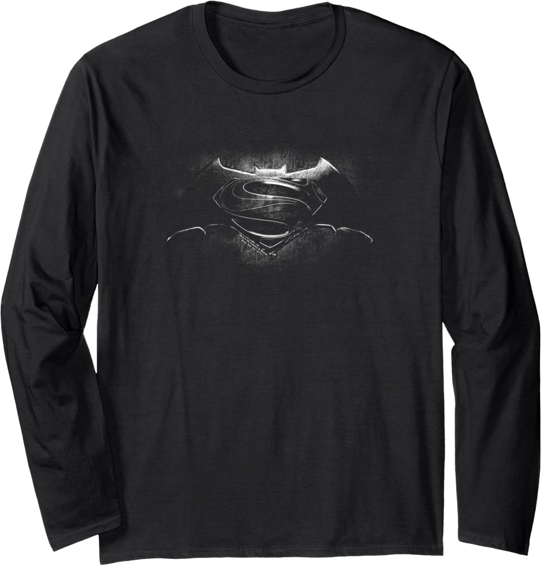 Batman v Superman Black & White Logo Langarmshirt