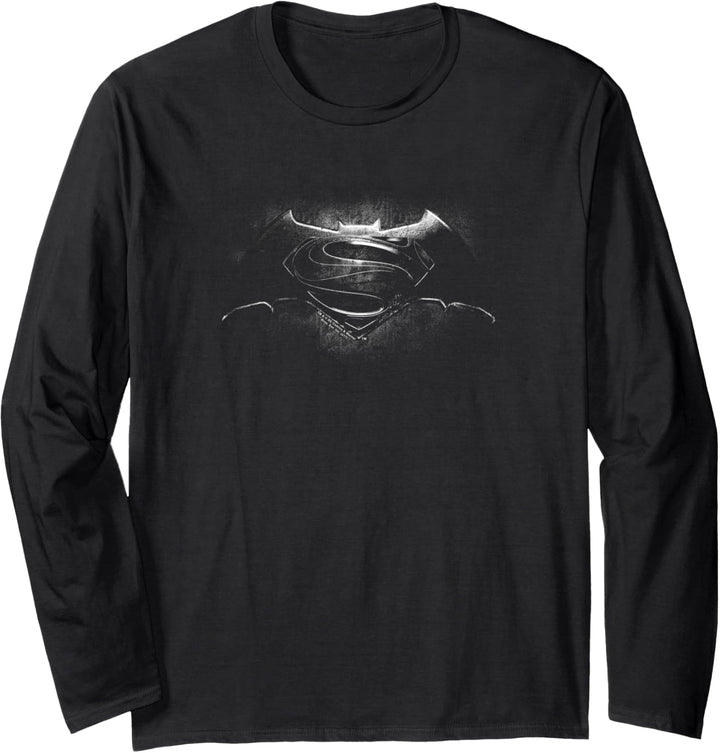 Batman v Superman Black & White Logo Langarmshirt
