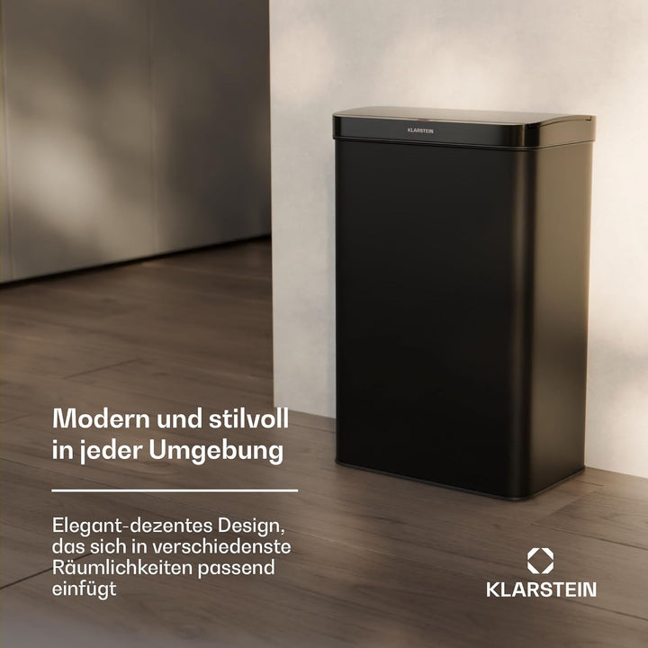 Klarstein Sensor-Mülleimer 60L - berührungslos mit Bewegungssensor & Soft-Close, Edelstahl, Mattschw