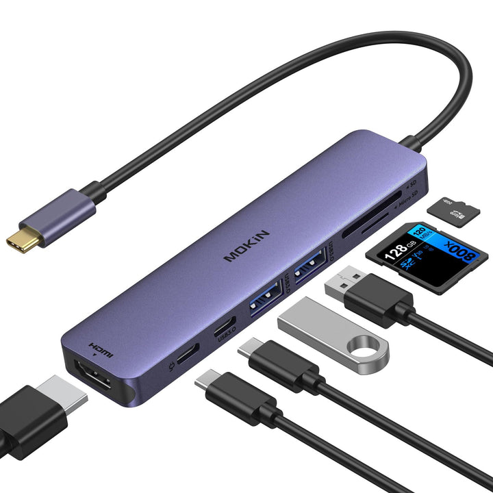 MOKiN USB C Hub, Multiport Adapter für MacBook Pro/Air, 7 in 1 MacBook Adapter USB C to HDMI Hub, 2