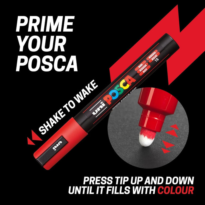 Posca - Komplettes Set mit 18 Stiften – MOP'R, PCF-350, PC-17K, PC-8K, PC-7M, PC-5M, PC-3M, PC-1M, P