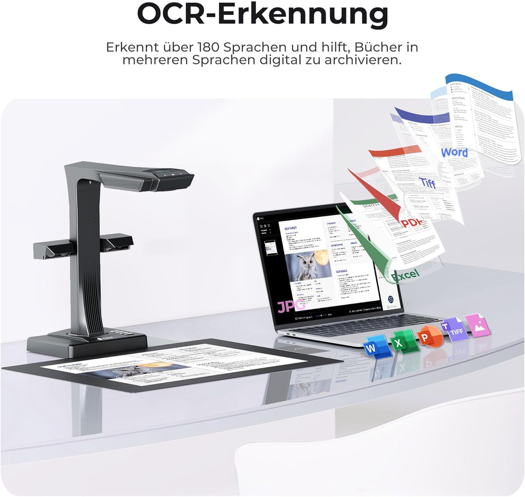 CZUR ET18-P Upgrade Buchscanner, Schnell-Scan Dokumentenscanner, Nach PDF Konvertieren/Durchsuchbare