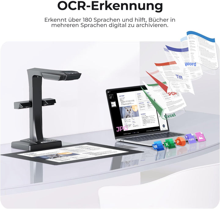 CZUR ET18-P Upgrade Buchscanner, Schnell-Scan Dokumentenscanner, Nach PDF Konvertieren/Durchsuchbare