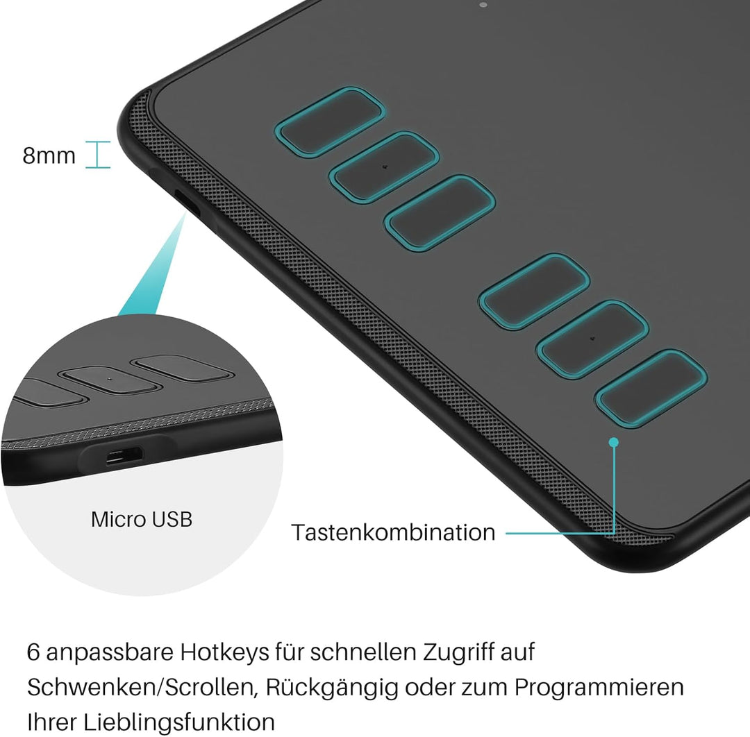 HUION INSPIROY H640P 8192 Pressure Sensitivity Graphic Tablet with Battery-Free Pen and 6 Adjustable