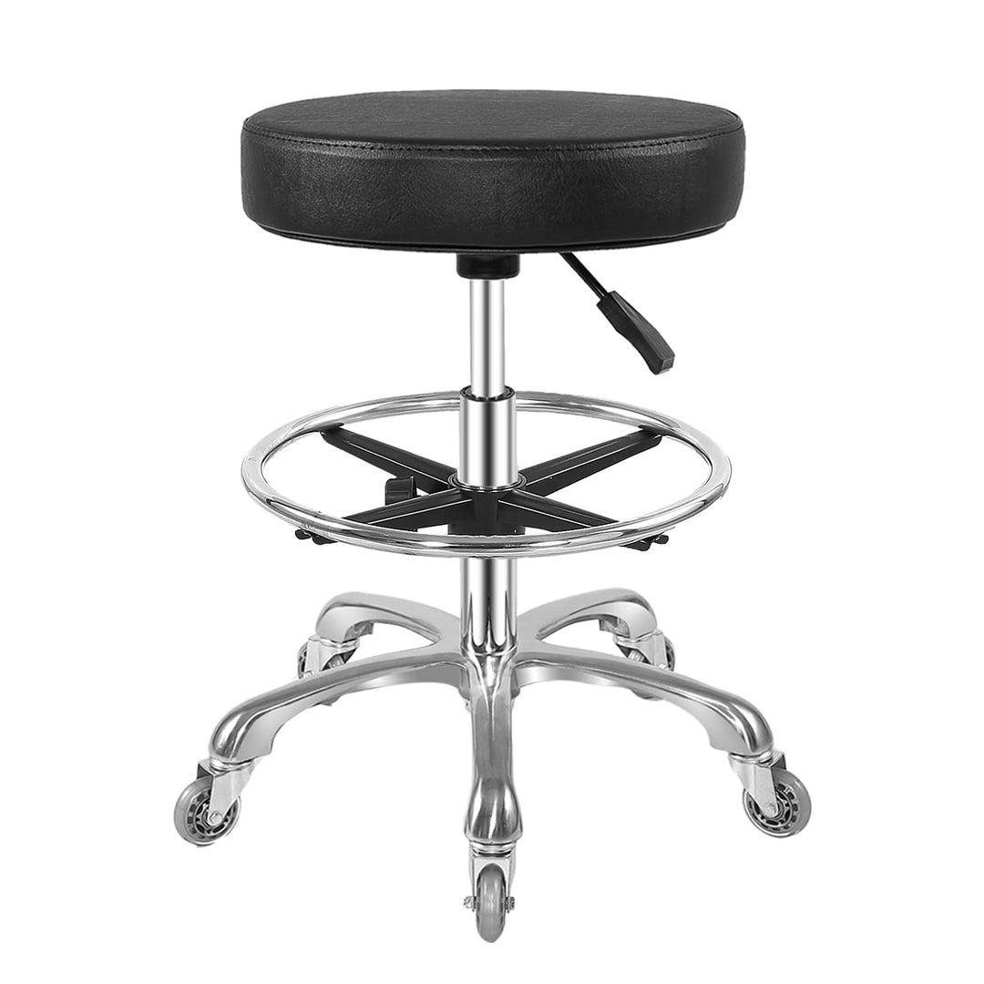 Hocker mit Rollen, Rollhocker höhenverstellbar 10cm Polsterung -Werkstatthocker Sitzhöhe Bürohocker