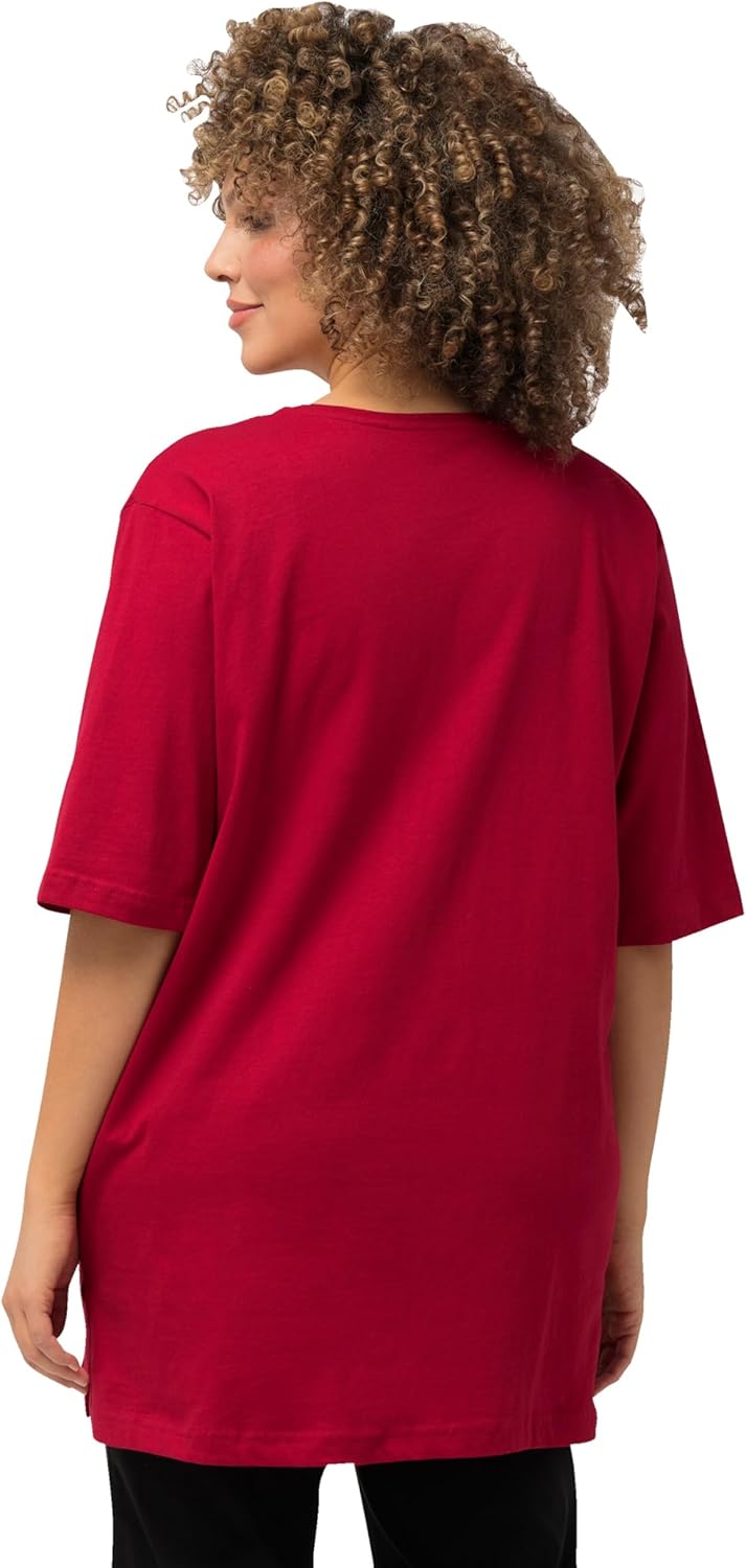 Ulla Popken Damen Basic-v-Shirt T 46-48 Mohn, 46-48 Mohn