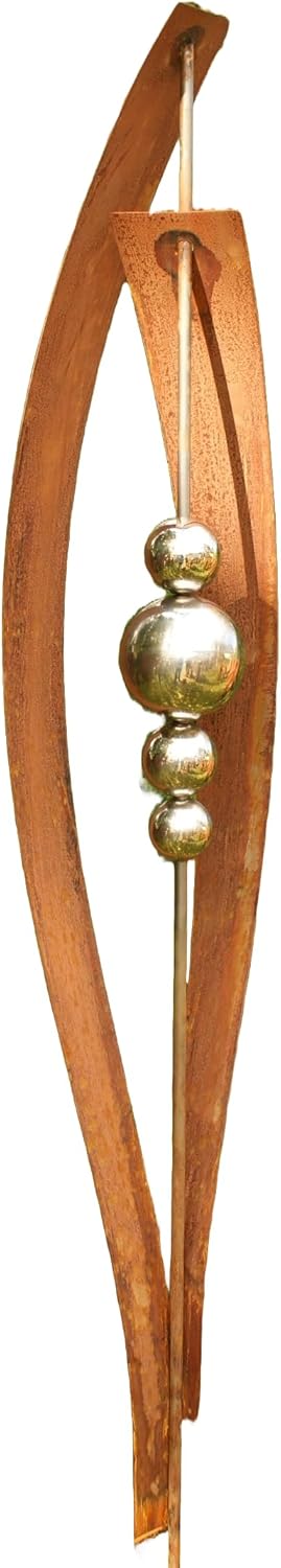 Gartendeko Rost Stecker mit 4 Edelstahlkugeln *