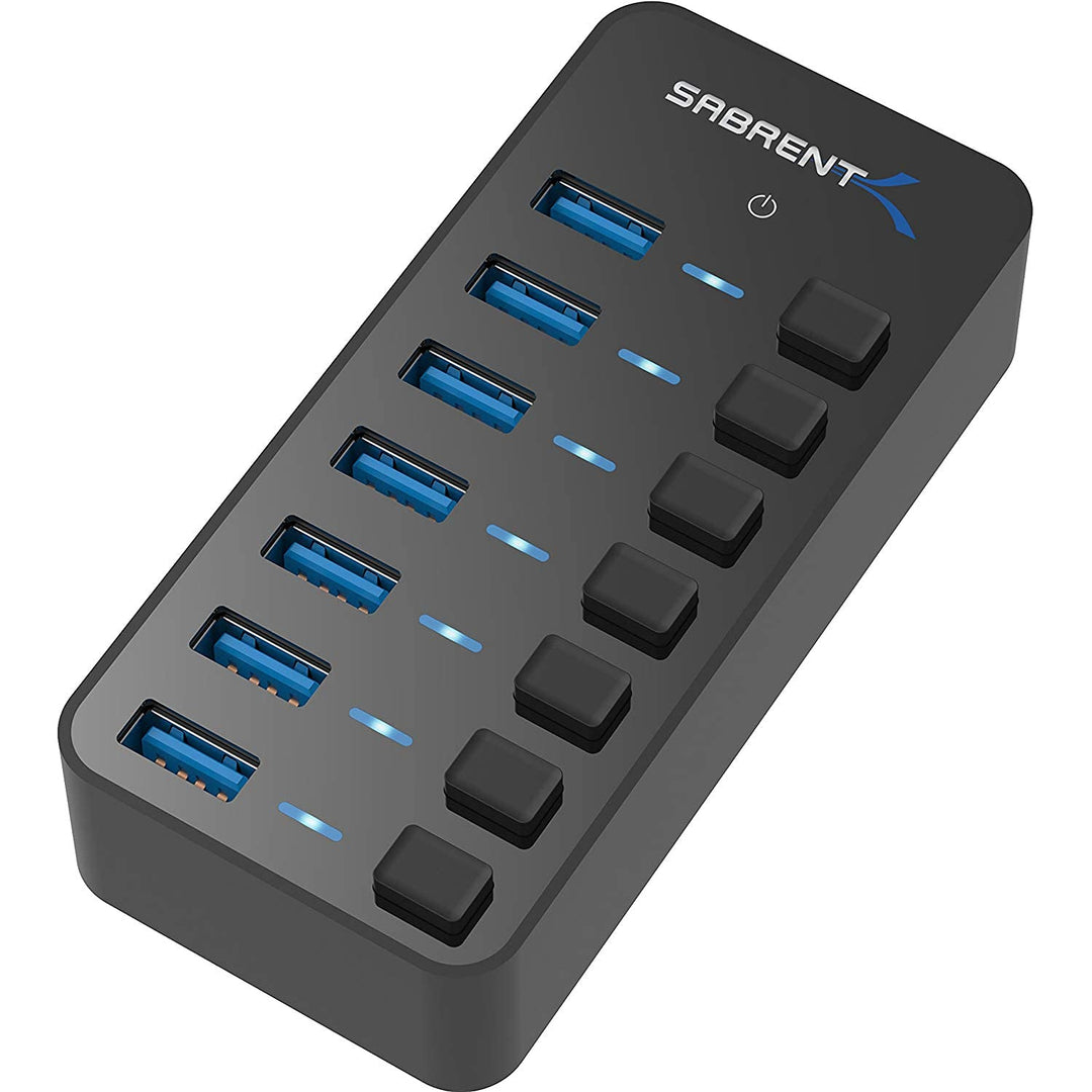 SABRENT USB Hub aktiv 3.2 gen1, mit netzteil 36W 7port, USB Adapter mehrfach Verlängerung, USB Verte