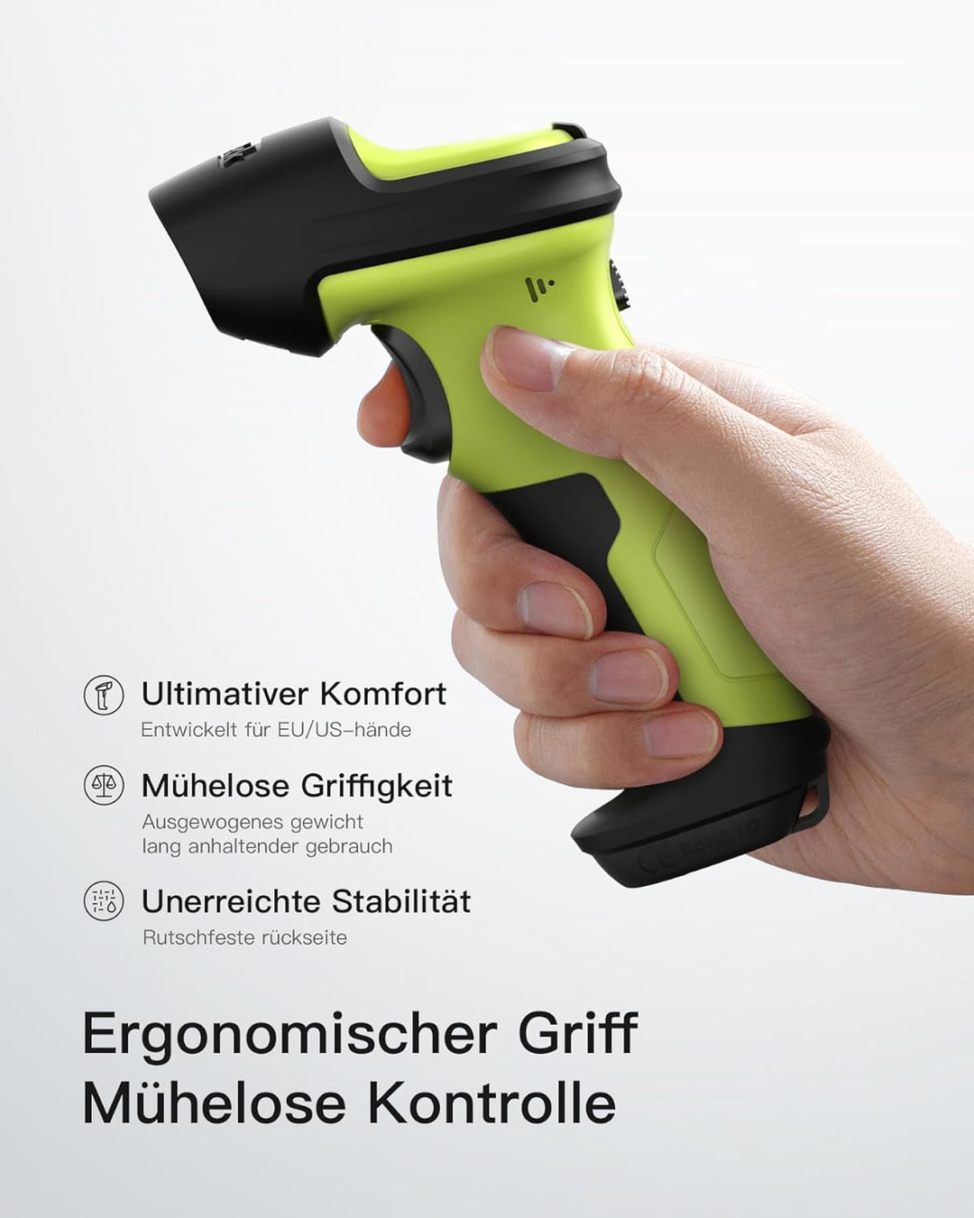 Inateck Barcode Scanner Wireless 2.4 GHz, 35 m Reichweite, automatisches schnelles und präzises Scan