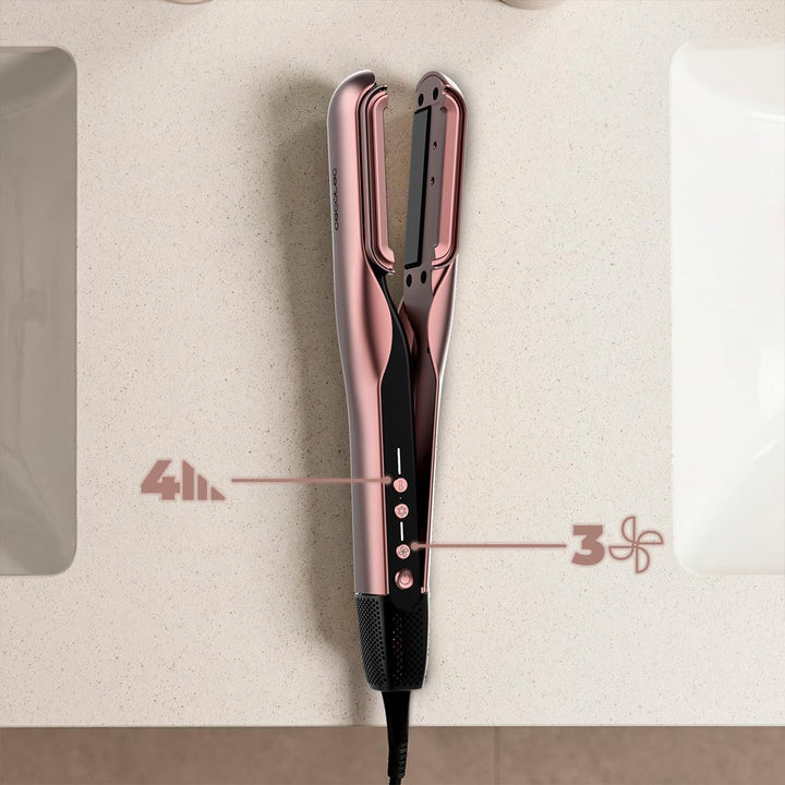 Cecotec Haarglätter AirLisse 2in1 ForceDry Duo Schwarz. Doppelheizplatte, 2 Zubehörteile, 1000 W, 11