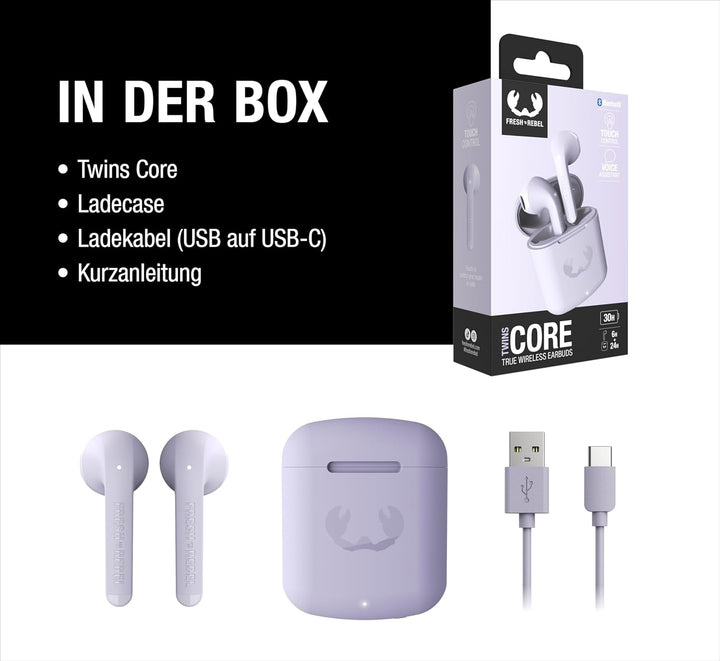 Fresh 'n Rebel Twins Core, True Wireless kabellose In-Ear Bluetooth Kopfhörer, mit Sprachassistent,