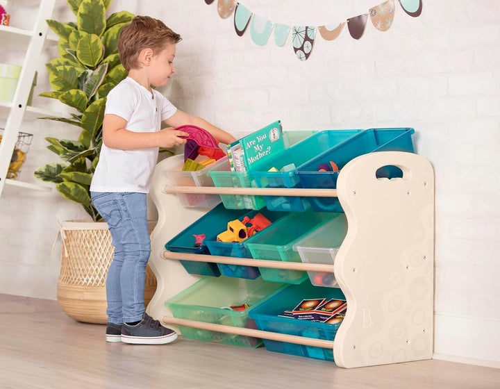 B. spaces – Kinderregal mit Aufbewahrungsboxen Spielzeugaufbewahrung Kinderzimmer aus Holz mit 10 Au