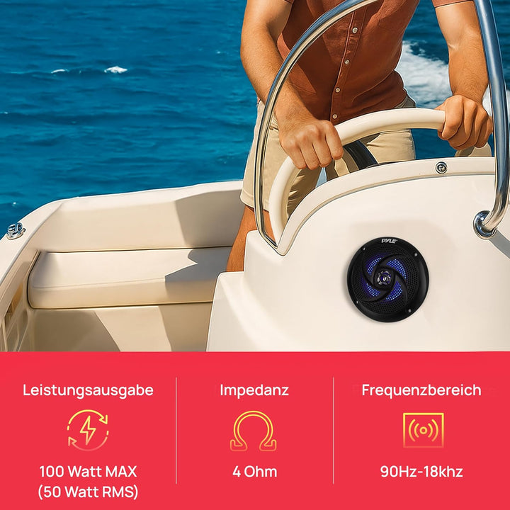 Pyle Marine Speakers - 4 Inch 2 Way Waterproof and Weather Resistant Outdoor Audio Stereo Sound Syst