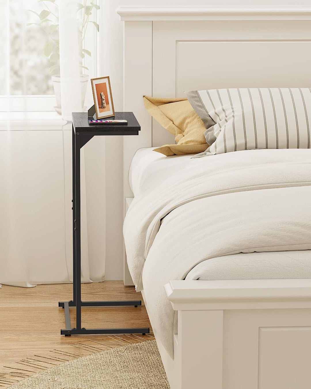 TUTOTAK C-förmiger Beistelltisch, TV-Tablett, Kleiner Seitentisch, 73 cm hoher Couch-Tisch, Tablett-