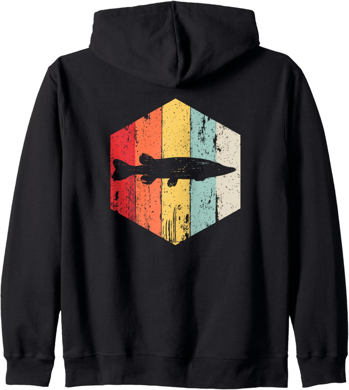 Hechtangler Design im retro vintage Stil mit Hecht Kapuzenjacke