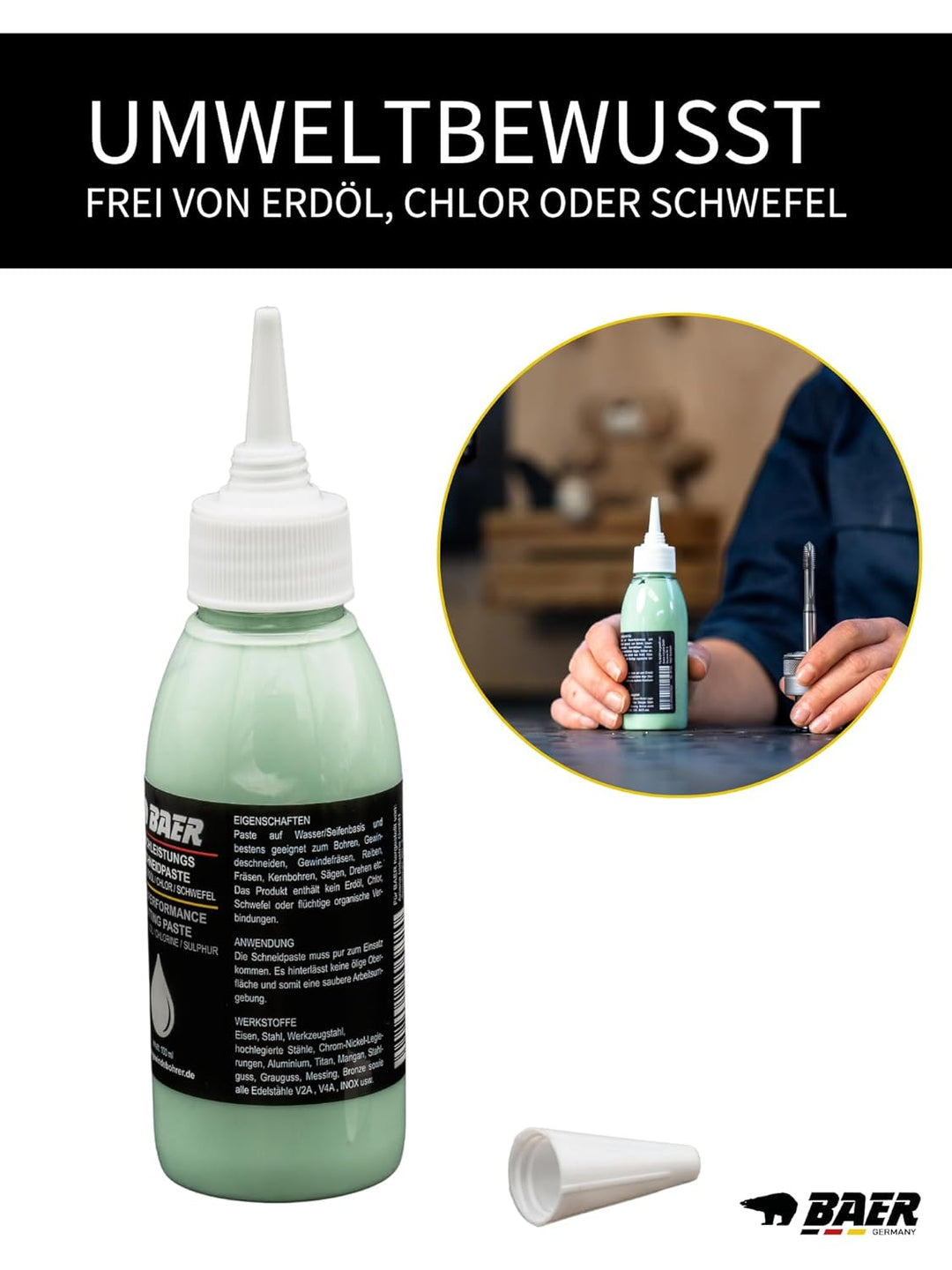 BAER Gewindeschneider Set M3–M12 HSSG inkl. Schneidpaste – Gewindebohrer Satz mit Kernlochbohrer & D