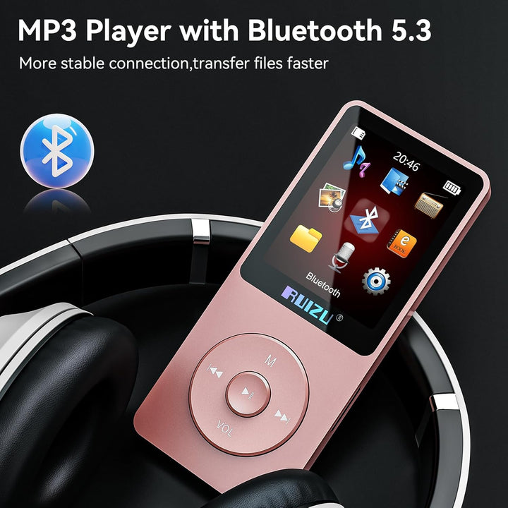 32GB MP3 Player mit Bluetooth 5.3, Ultraleicht (30 Gramm), bis zu 80 Stunden Akkulaufzeit, 1.8-Zoll-