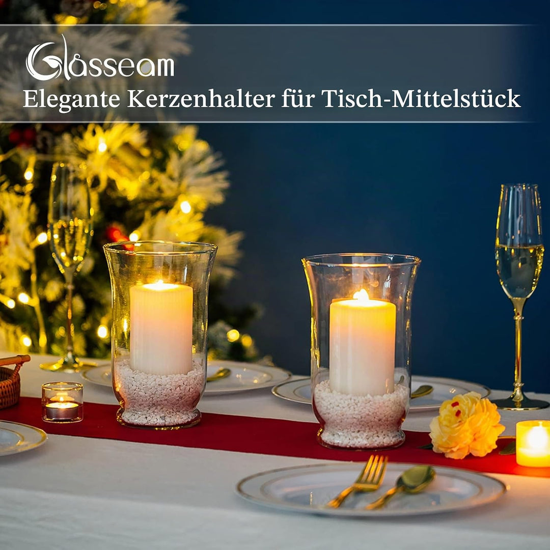 Glassäulen-Kerzenhalter für Kerzen mit 75 mm Durchmesser, 2 St Hurricane-Kerzenhalter, Hochzeitsmitt