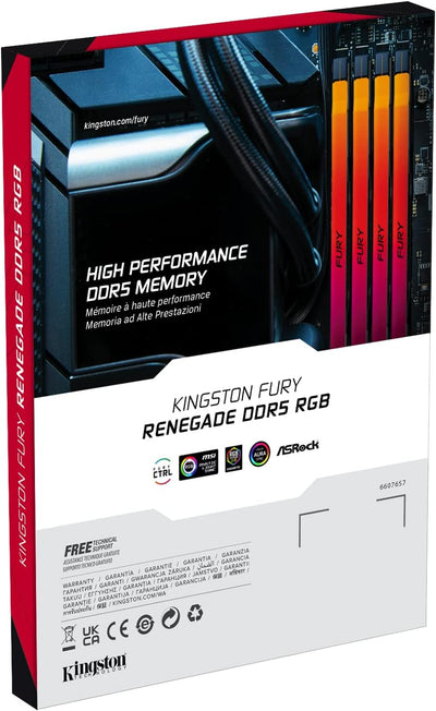 Kingston Fury Renegade DDR5 RGB XMP 16GB 7200MT/s DDR5 CL38 DIMM Desktop Gaming Memory Single Module