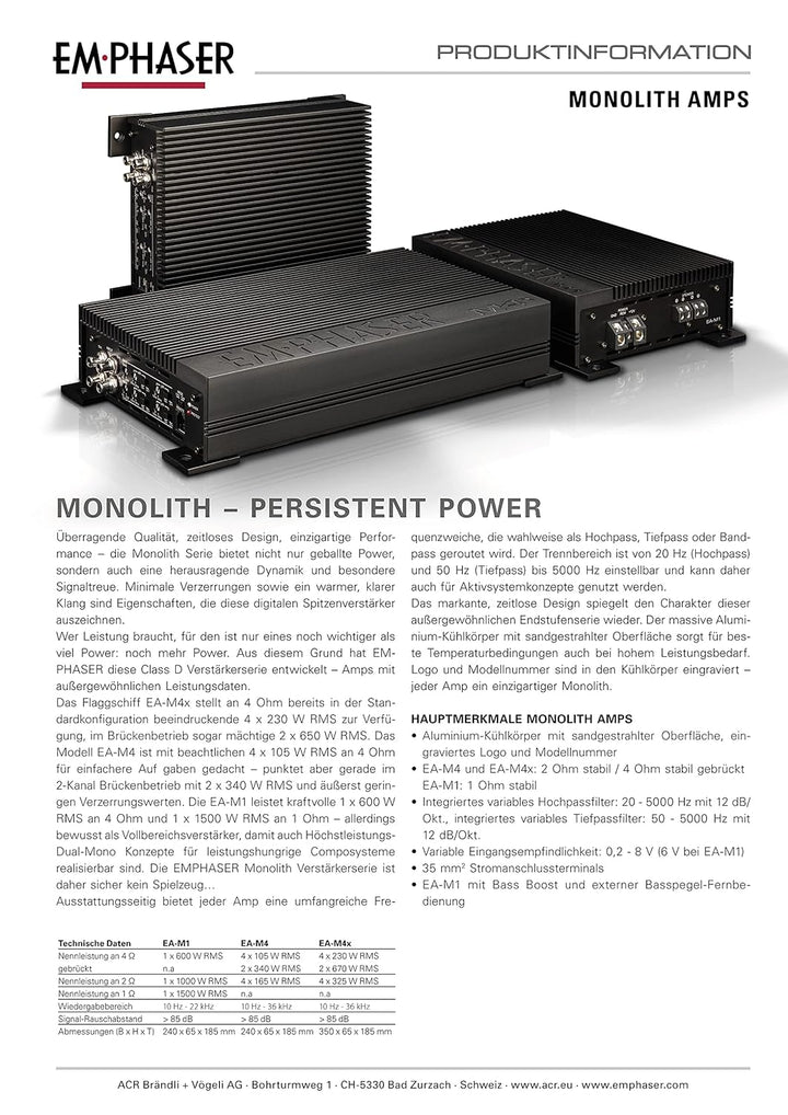 EMPHASER EA-M4x – High-Performance 4-Kanal Digital Verstärker, Class-D Endstufe, leistungsstarker Am