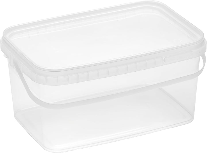 Eimer mit Deckel 3l, Eimer rechteckig, Plastikeimer transparent, lebensmittelecht, 3 Stück 3L - 3 St