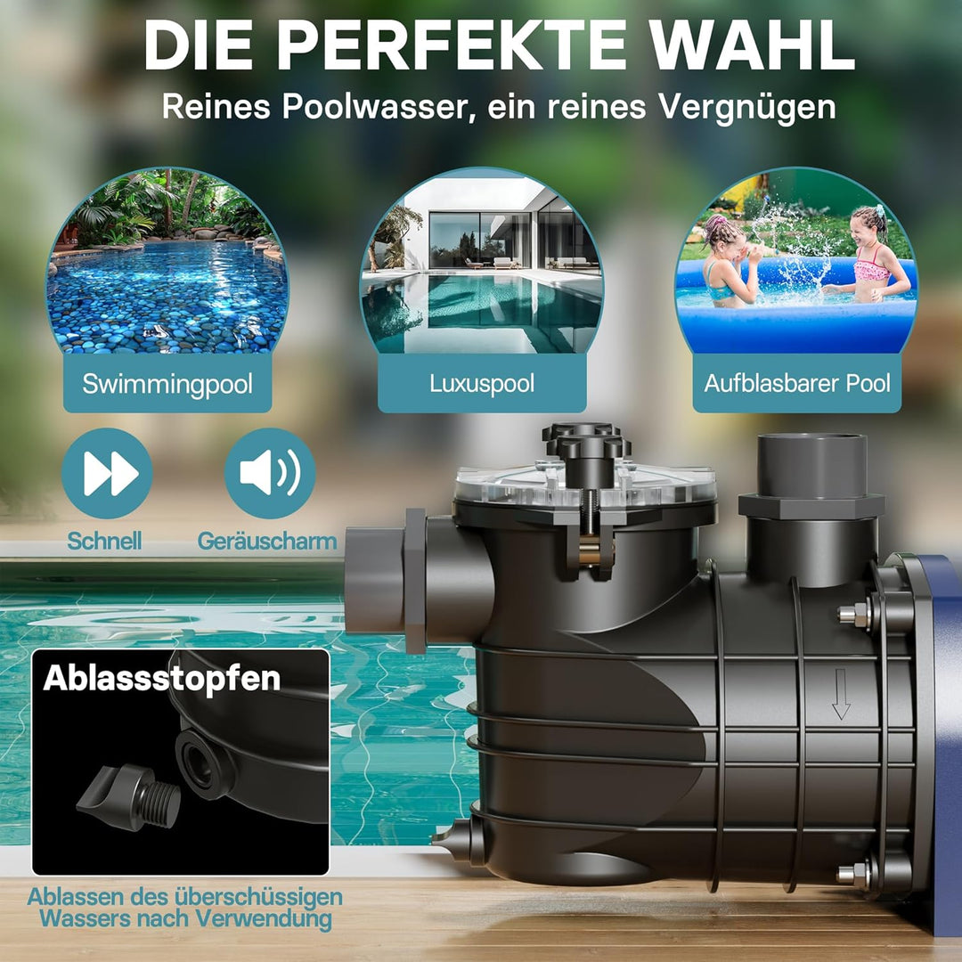 Pool Pumpe 13800 l/h 550 W Schwimmbadpumpe Filterpumpe Umwälzpumpe