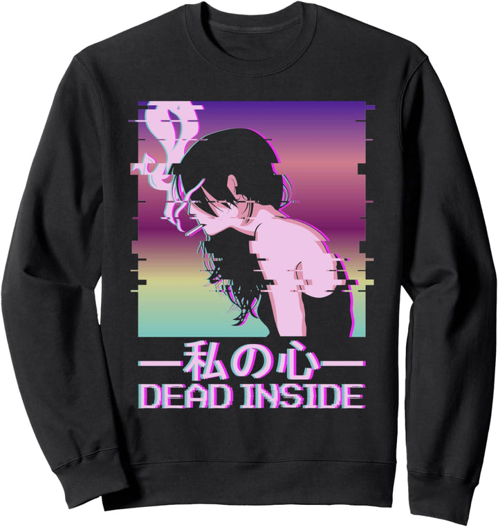 Dead Inside Lofi Vaporwave Alt Indie Aesthetic Anime Girl Sweatshirt
