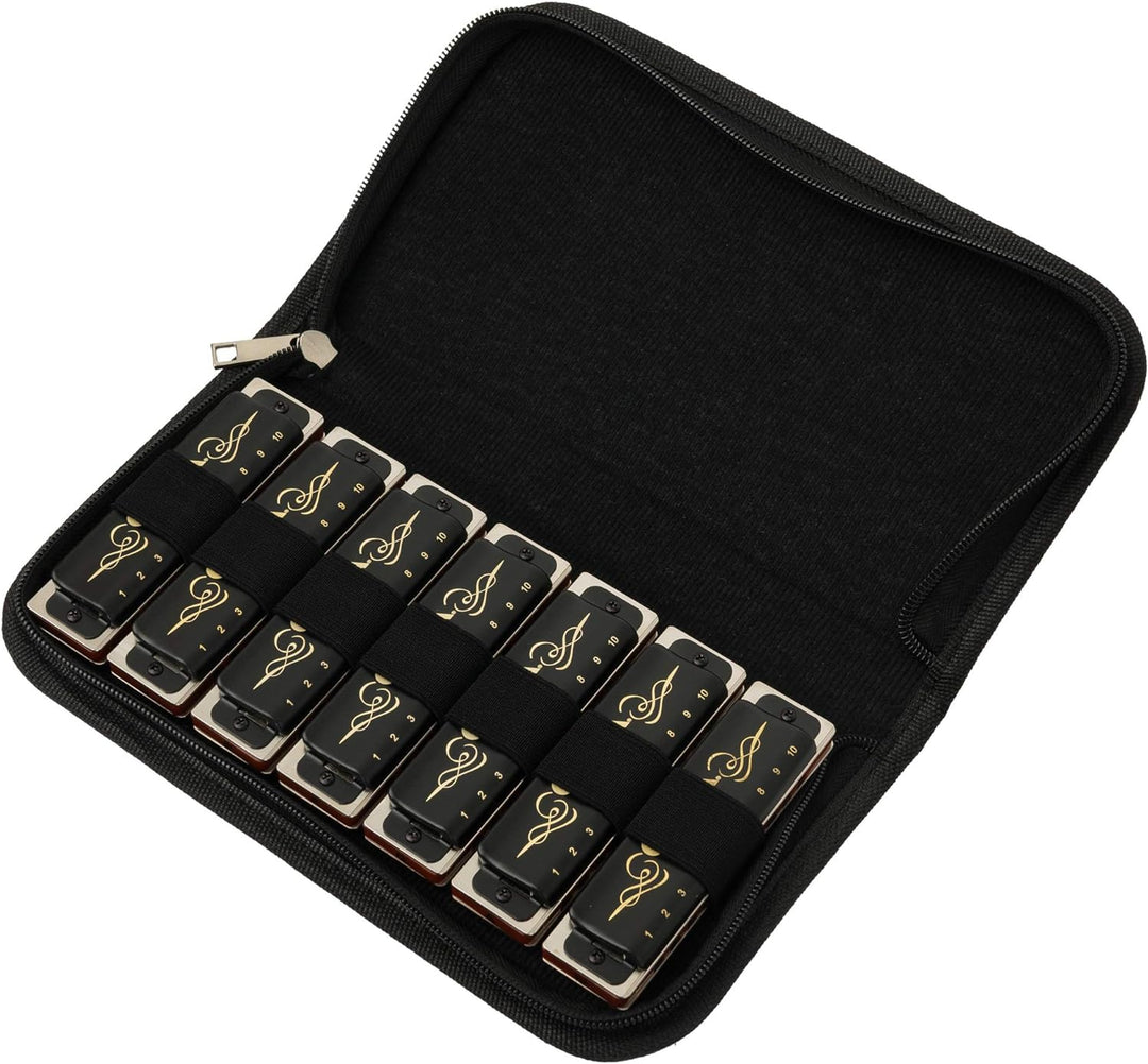 CASCHA Mundharmonika Pro Set 7 Tonarten C - D - E - F - G - A - Bb für Anfänger u. Fortgeschrittene
