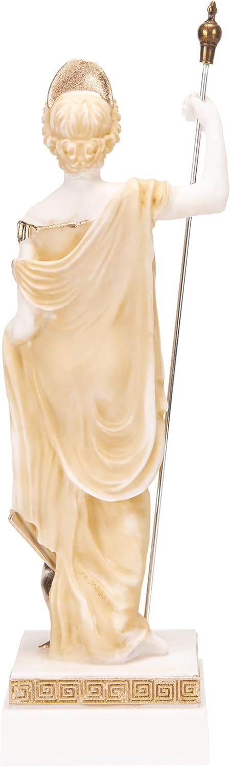 BEAUTIFUL GREEK STATUES Hera Göttin der Ehe, Frauen, Geburt und Familie, Alabaster, Goldton, 25,4 cm