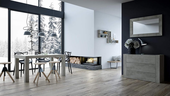 Mobili Fiver, 4er-Set Iacopo Würfelregale, Grauer Beton, Made In Italy, Beton