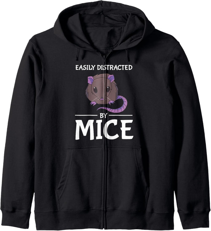 Easily Distracted By Mice Funny Mouse Distraction Gift Maus Kapuzenjacke