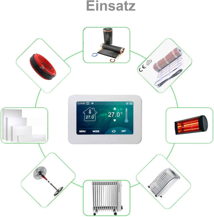 Smartes Thermostat Optima WLAN 7" Touch | per Smartphone steuerbar | Tuya Smart App | Raumregler
