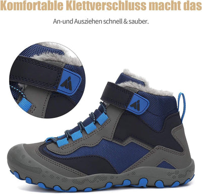 Mishansha Kinder Winterschuhe Gefüttert Winterstiefel für Jungen Mädchen Gr.24-38 24 EU Dunkelblau,