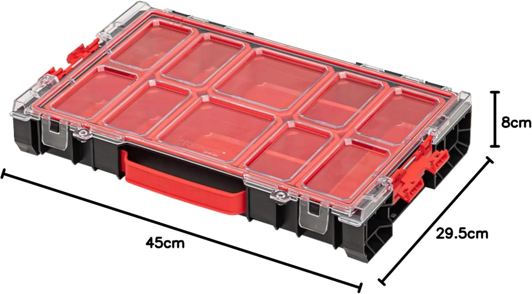 QBRICK Sortimentskasten Kleinteilemagazin – 450 x 295 x 80 mm – Premium Sortierkasten Wekzeugbox mit