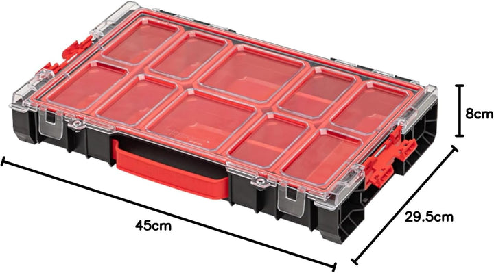 QBRICK Sortimentskasten Kleinteilemagazin – 450 x 295 x 80 mm – Premium Sortierkasten Wekzeugbox mit
