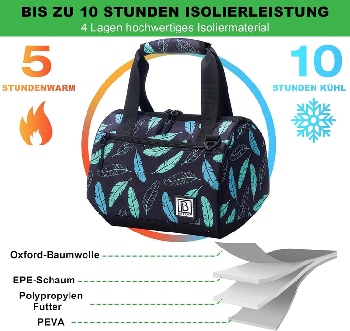 Brisby Kühltasche - 10L, Lunchtasche Damen, Vierschicht isolierte Kühltasche mit Kühlelemente, viels
