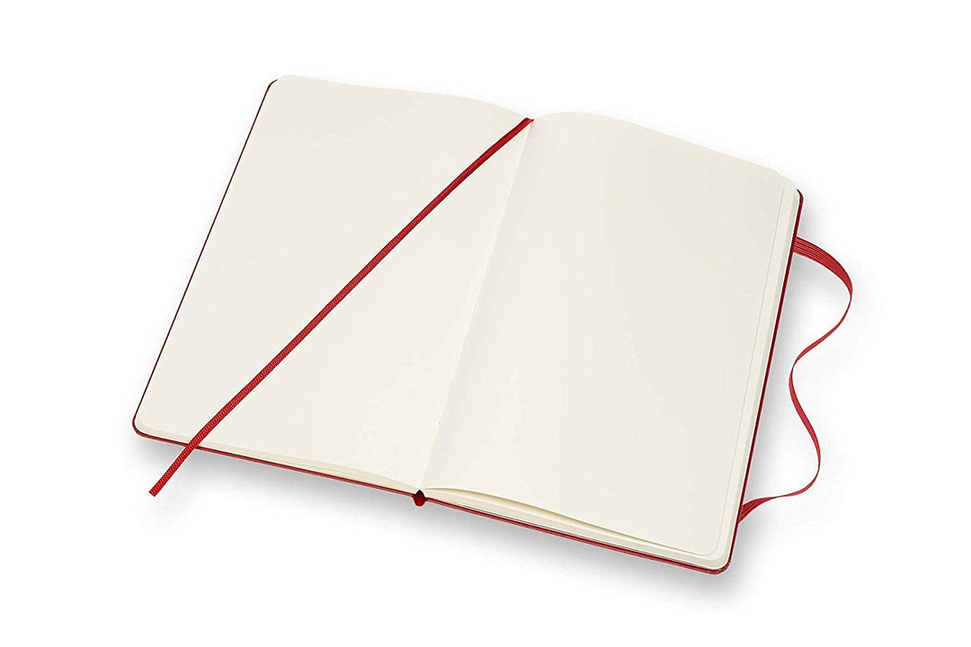 Moleskine - Klassisches Blanko Notizbuch - Hardcover mit Elastischem Verschlussband - Farbe Scharlac