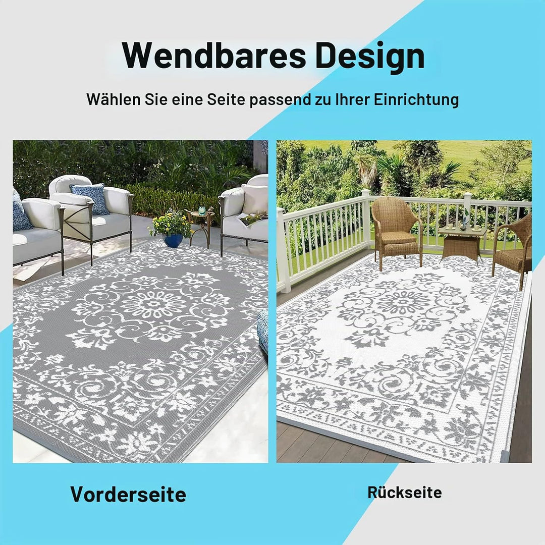 Enyhom Outdoor Teppich 180 x 270 cm Wetterfest Kunststoff Gross RV Camping Aussenteppich Wendbarer P